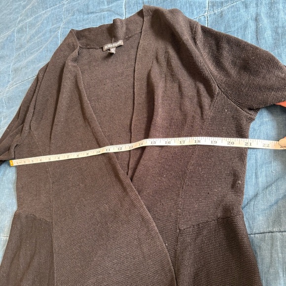 Eileen Fisher Black woven long open front cardigan Linen Blend Size Large - Picture 8 of 9